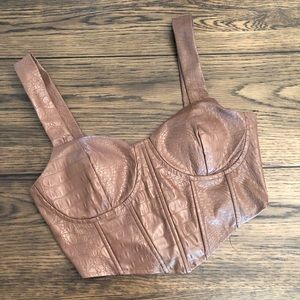 Caged PU Leather Corset-Style Top